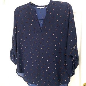 Lush Navy 3/4 Sleeve Blouse